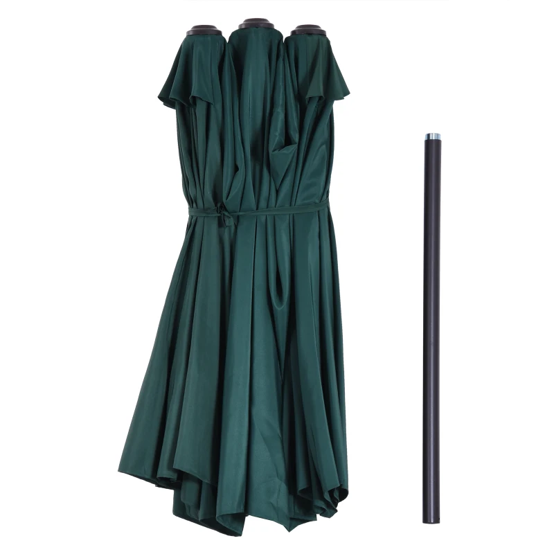 Outsunny Sonnenschirm Gartenschirm Marktschirm Doppelsonnenschirm Terrassenschirm mit Handkurbel Dunkelgrün Oval 460 x 270 x 240 cm