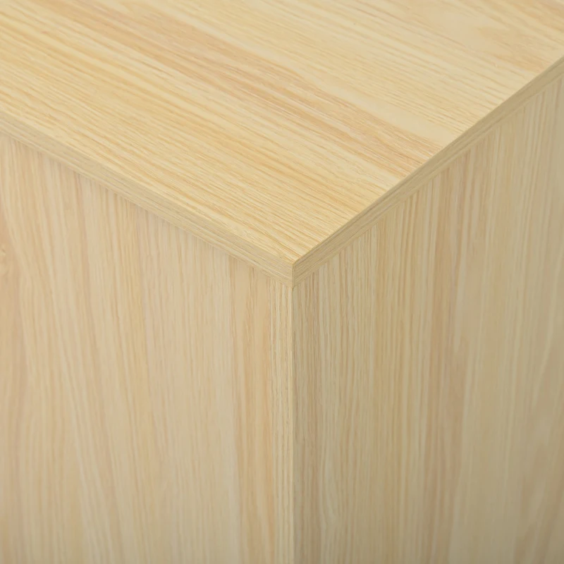 Rattan Aufbewahrungsschrank mit Metallgriffen und verstellbaren Regalböden, stilvoller Wohnzimmerschrank mit natürlichem Design und stabilen Metallbeinen, Helles Eichenholz