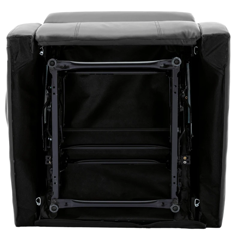 Fauteuil de Relaxation Inclinable Manuel en Similicuir avec Repose-pieds Intégré et Poche Latérale, 80x90x100 cm, Noir