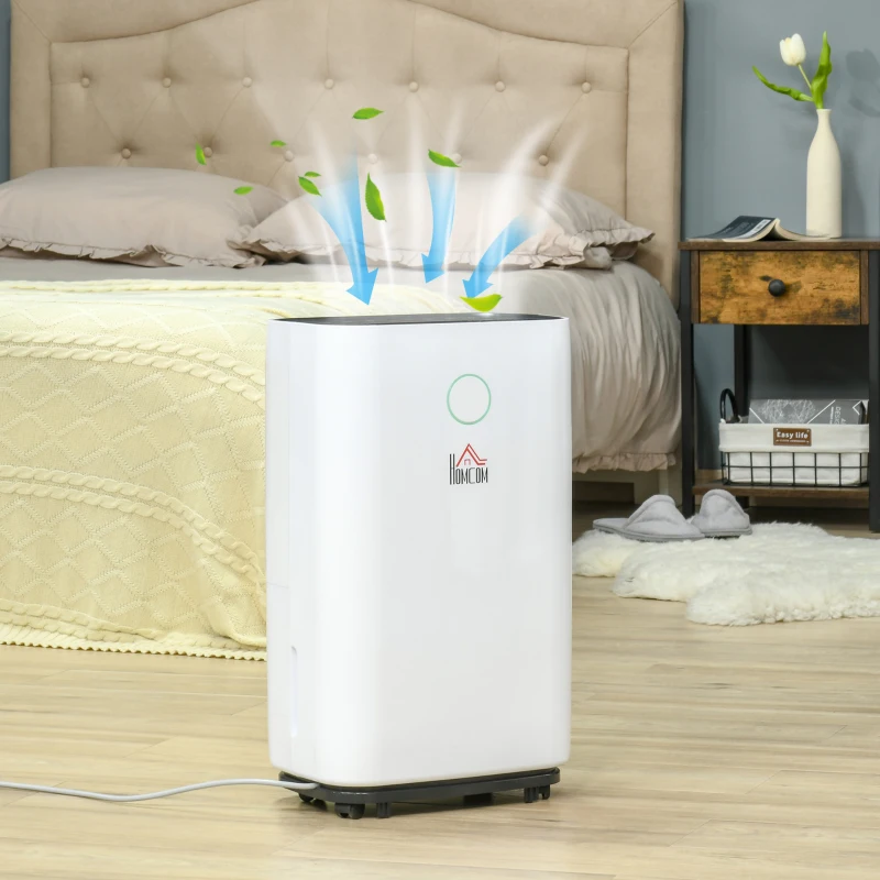 HOMCOM 20L/Day Portable Dehumidifier for Home, with LED Screen, Sleep Mode, 24H Timer, Electric Air Dehumidifier for Damp Laundry Bedroom Basement