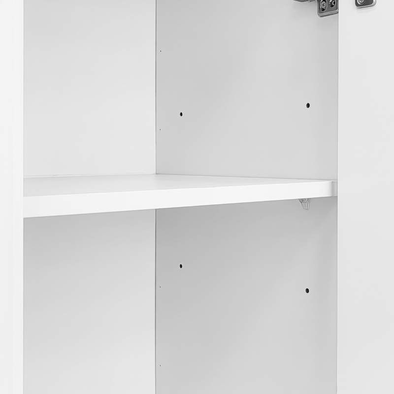 Crédence Moderne Minimaliste avec Poignées Dorées et Étagères Réglables, 140x38x80 cm - Parfaite pour Cuisine et Salon, Blanc