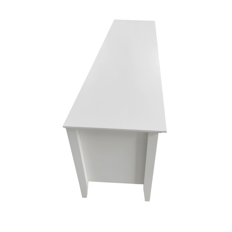 Meuble TV en Rotin Courbé avec Portes Peintes et Compartiments Ouverts, 160x38x50 cm, Blanc