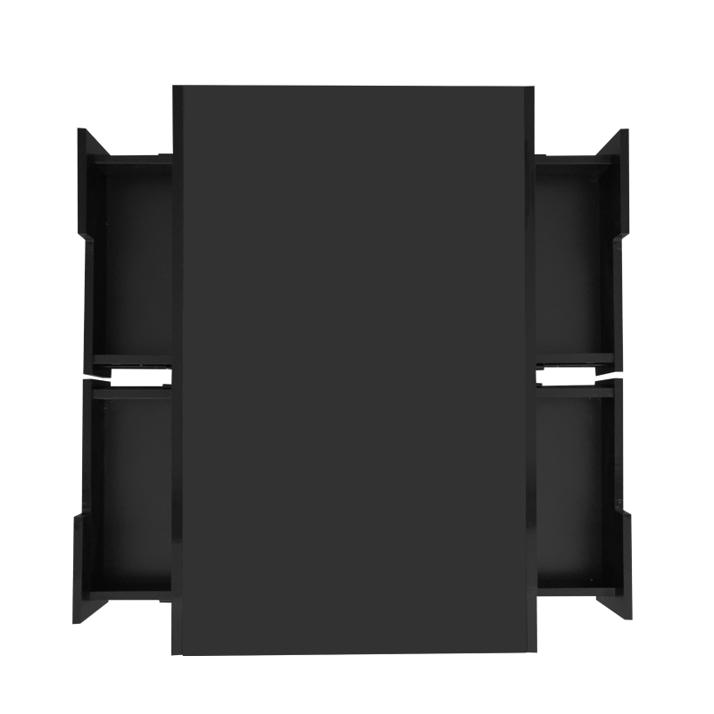 Couchtisch schwarz, LED-Lichtleiste, 4 Schubladen, 80x50 cm, moderner Wohnzimmerschmuck, Schwarz