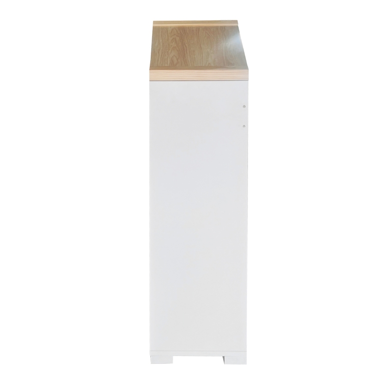 Multifunktionaler Beistellschrank und Bücherregal mit Schmetterlingstüren für Wohnzimmer und Kinderzimmer, weiß