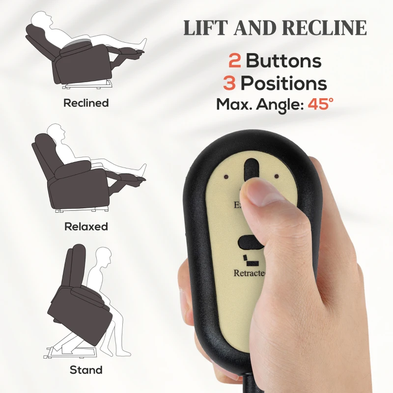 HOMCOM Fotoliu Electric Reclinabil cu Ridicare, Telecomandă și Suport pentru Picioare, 67x95x105 cm, Maro