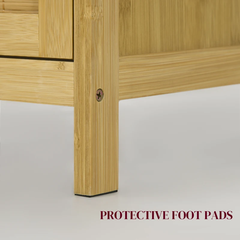 HOMCOM Comodă în Stil Boho din Rattan și Bambus, Dulap cu 2 Uși și Raft Interior, 60x27x67.5 cm, Lemn Natural