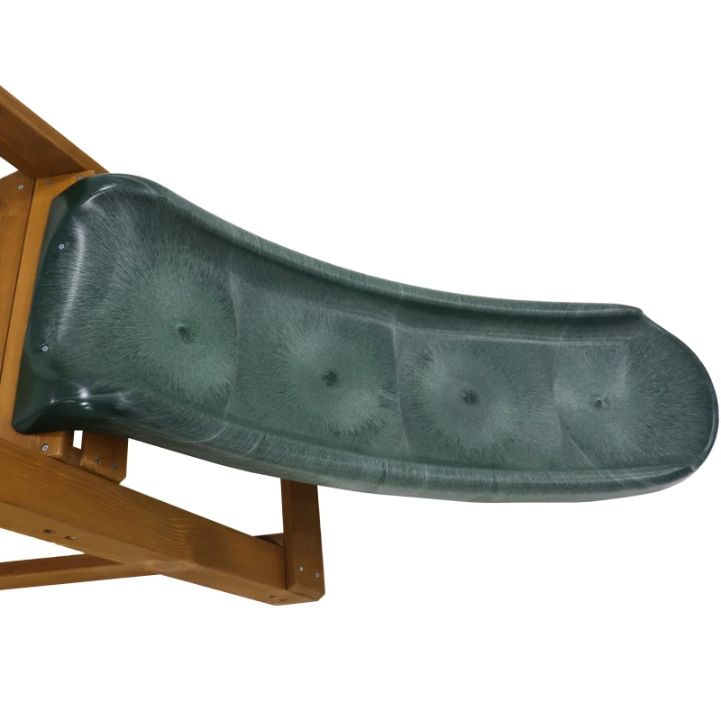 Balançoire Double pour Enfants en Bois Massif avec Toboggan, Échelle d'Escalade et Structure d'Extérieur, 239x240x169 cm, Naturel