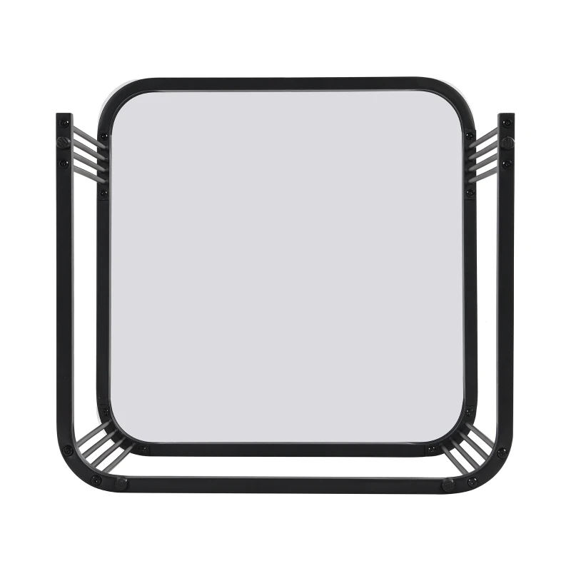 Couchtisch Stapelbarer 2er-Set 60x60 mit Schublade Hochglänzende Marmoroptik Glasplatte schwarze Beine schwarz