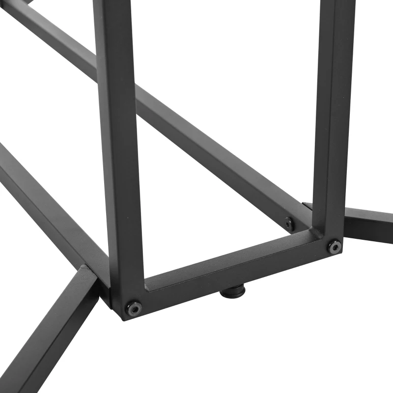 Modern Dining Room Table with Adjustable Metal Legs and Marble Pattern, Rectangular Extendable Table for Kitchen, 140x80x75 cm, White+Black