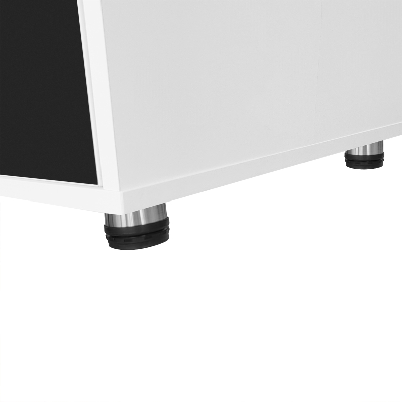 Moderner LED-Couchtisch mit Hochglanzplatte, App-gesteuerter Beleuchtung und viel Stauraum in Schwarz-Weiß, schwarz