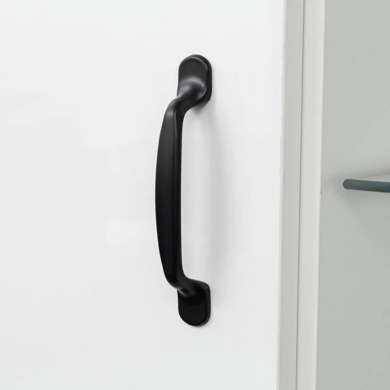 Vitrine lumineuse LED multifonctionnelle, 16 couleurs, avec 2 portes, 5 étagères en verre, interface USB, salon et bureau, 59,5x35x182 cm, Blanc