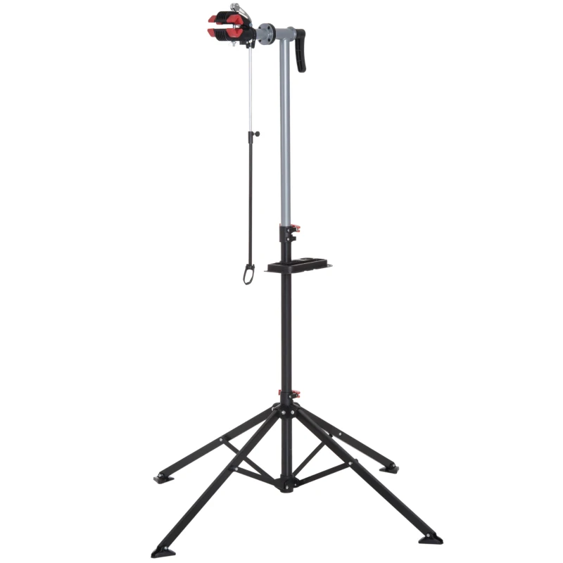 HOMCOM Pied d'atelier Pliable vélo réparation support pied de montage pivotant 360° hauteur réglable argent
