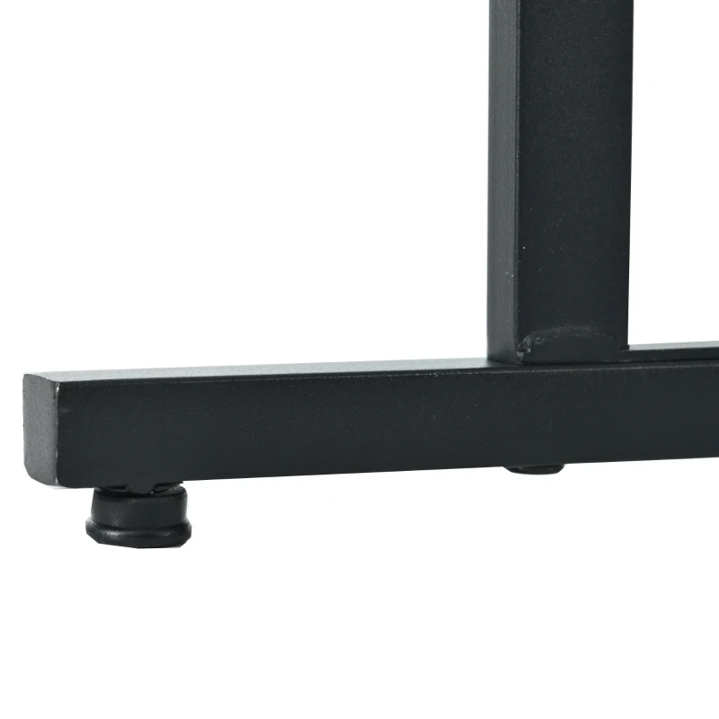 Modern Oblong Dining Room Tables with Adjustable Feet, Marble Pattern MDF Top, Kitchen Units with Metal Frame, 140x80x75 cm, White