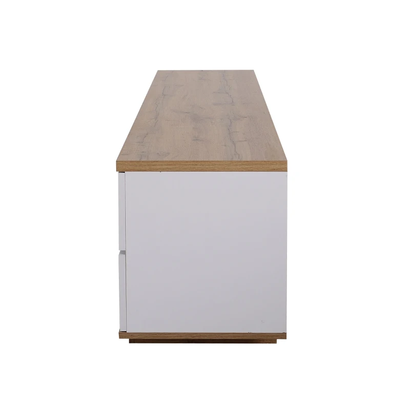 Moderner TV-Schrank mit Holzmaserung, Holzfarbe und Weiß