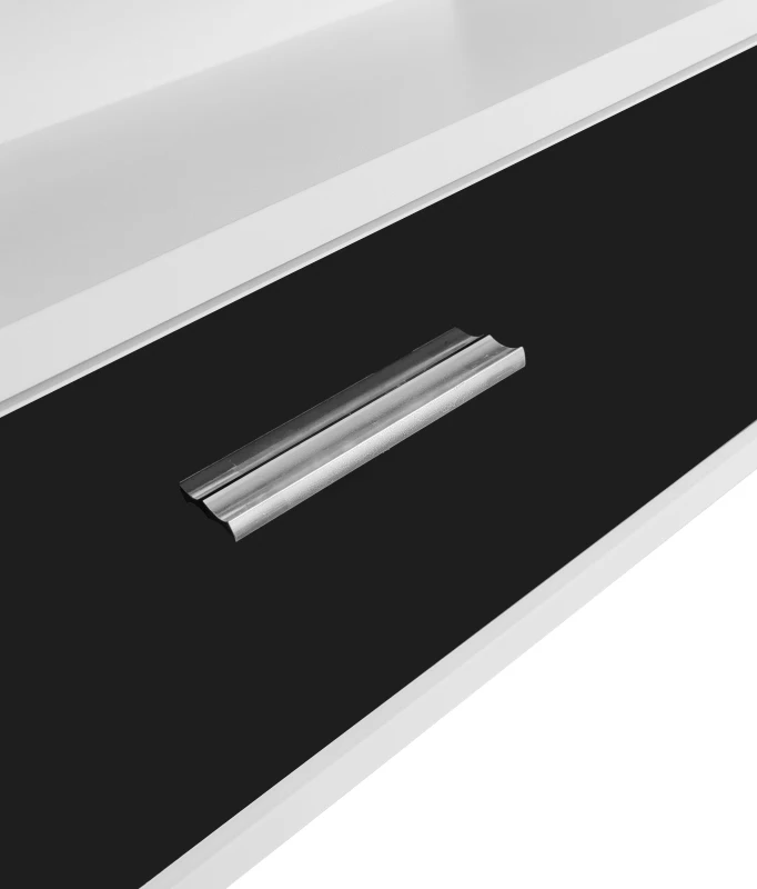 Table Basse Moderne avec Deux Tiroirs, Contrôle via Application Mobile et Éclairage LED, , 110x38,5x55 cm, Noir