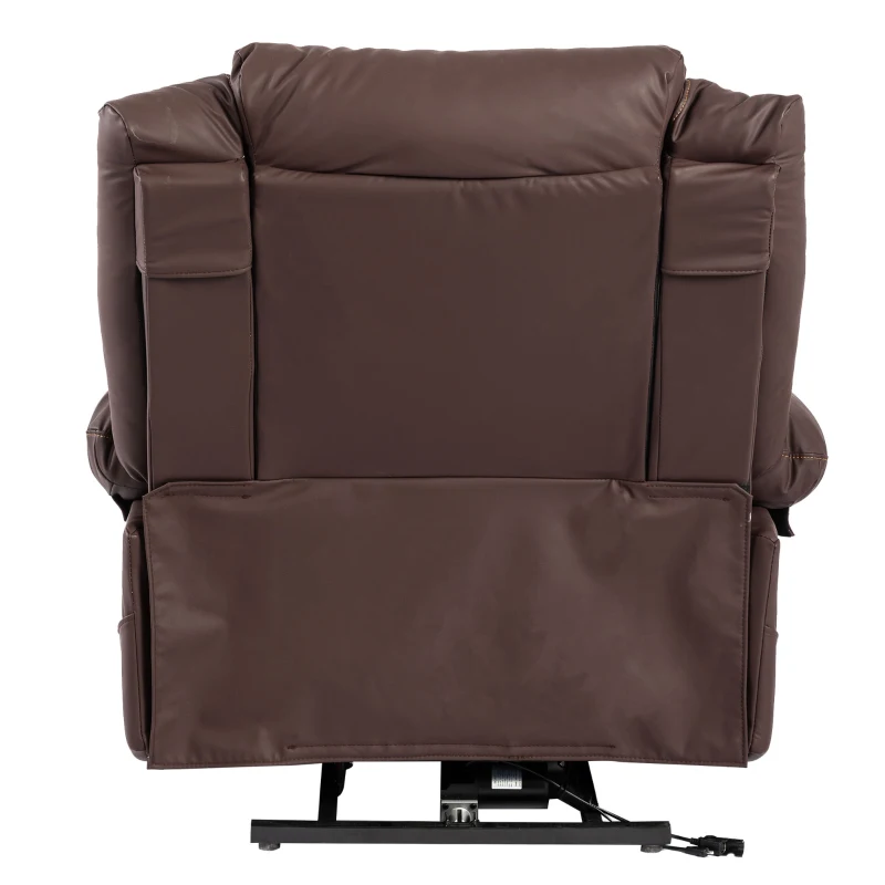Fauteuil de bureau chauffant en simili cuir avec 8 points de massage, 2 poches latérales, 2 porte-gobelets, télécommande, 85x75x103 cm, en PU, Marron