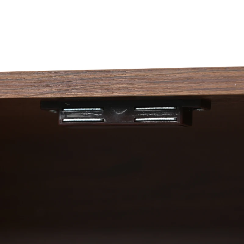 Buffet avec 2 portes en rotin et 2 tiroirs, structure en panneaux de particules, poignées en métal, adapté pour séjour et cuisine,130x40x75 cm, Noyer