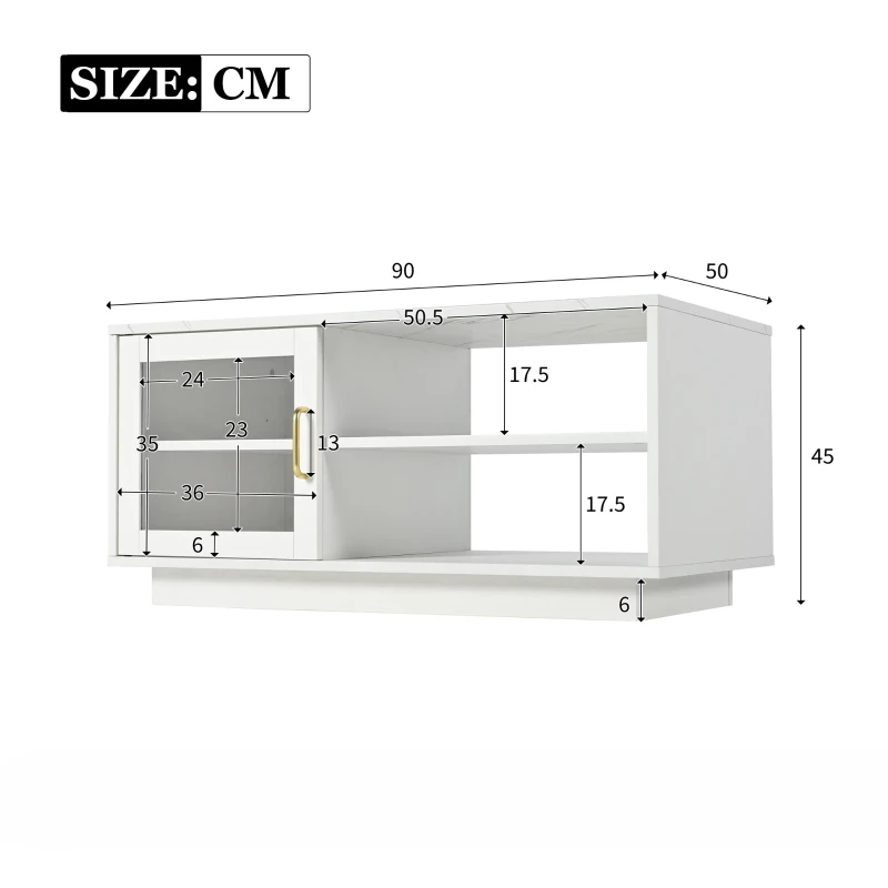 Table Basse de Salon Moderne avec Plateau , LED Lumineux, Télécommande, Surface Brillante et Compartiment de Rangement, 90x50x43 cm, Blanc