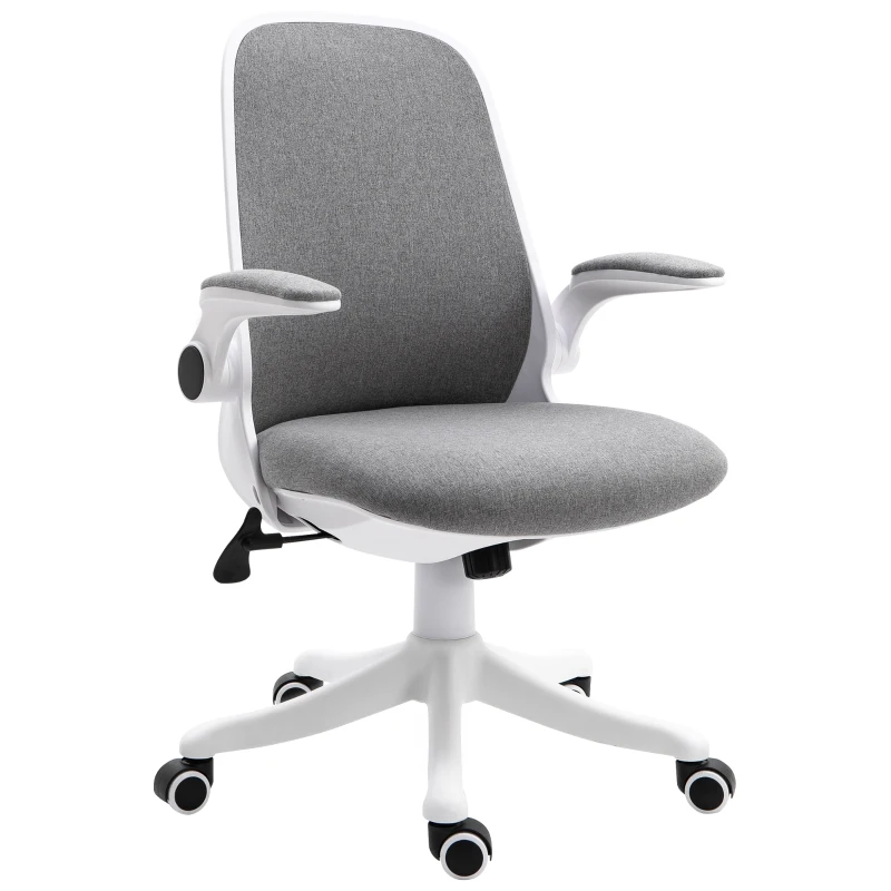 Vinsetto Cadeira de Escritório Giratória Função de Inclinação Altura Ajustável Ergonômica com Apoio de Braço Elevavel Carga 120 kg 62,5x60x94-104cm Cinza