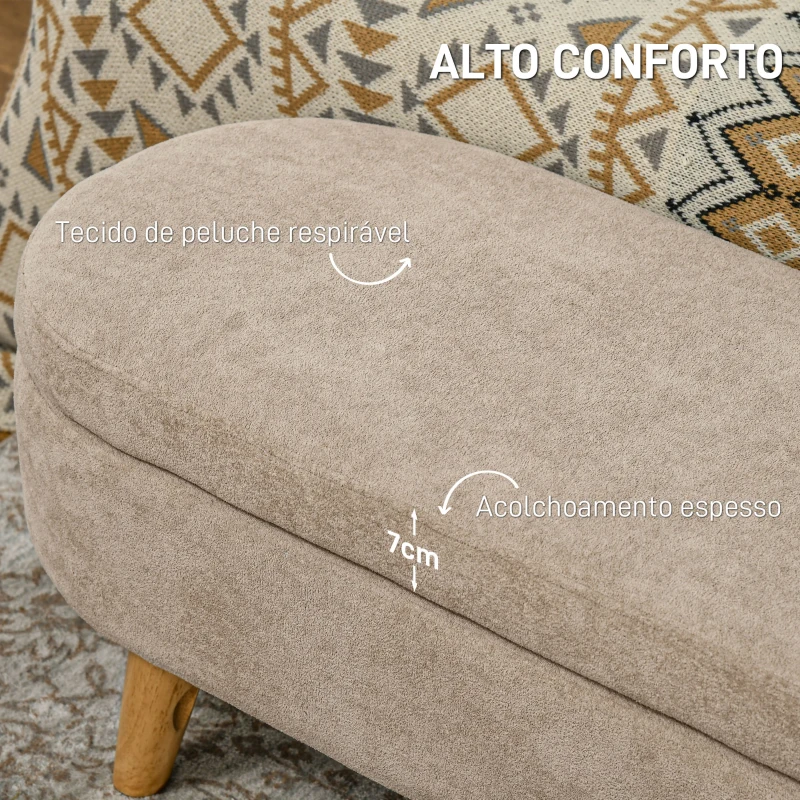 HOMCOM Banco para Pé de Cama Banco de Armazenamento com Pés de Madeira e Assento Acolchoado 110x40x43 cm Bege