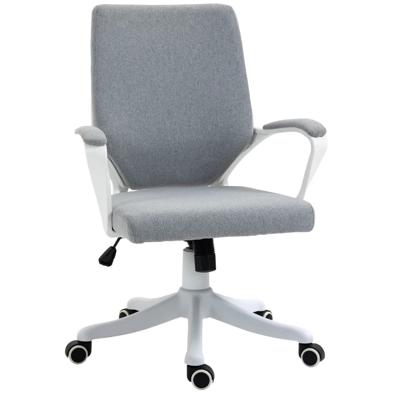 Vinsetto Cadeira de escritório giratória ergonômica com altura ajustável apoio de braço acolchoado e apoio lombar máx. 120 kg 62x69x92-102 cm Cinza