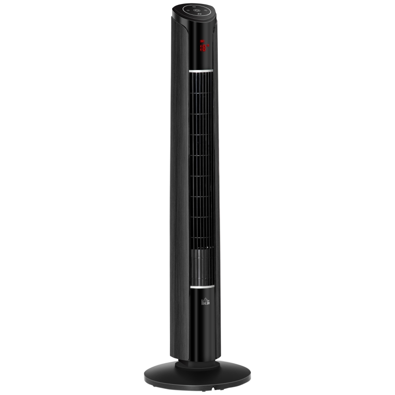 HOMCOM Ventilatore a Torre con 3 Velocità e 4 Modalità, Timer di 12h, Pannello LED e Telecomando, Nero