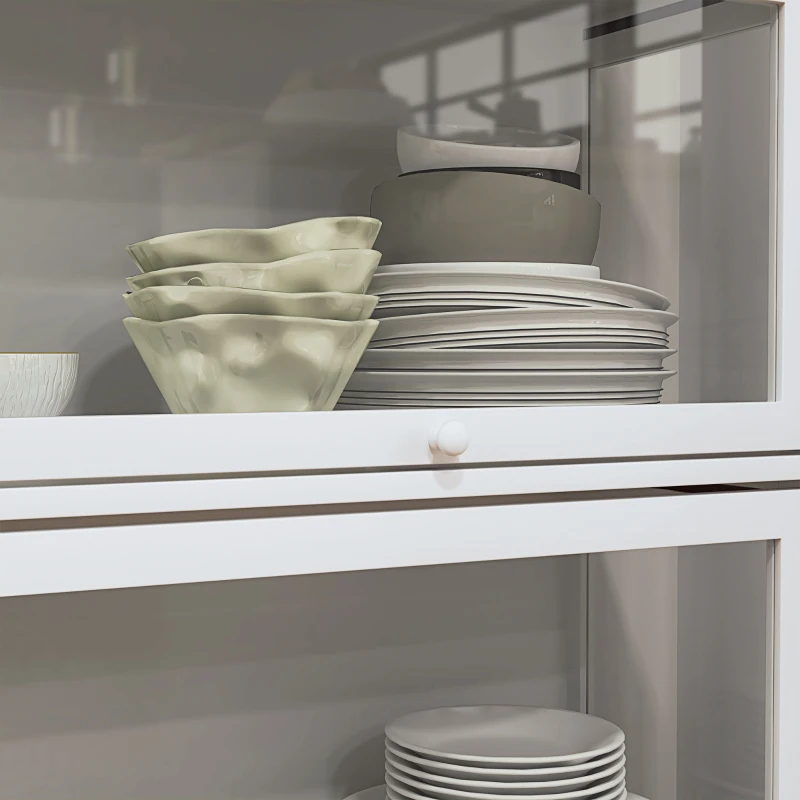 HOMCOM Vitrine Colecionador de 4 Níveis Vitrine Sala de Estar com Portas Abatíveis de Acrílico Anti-Tombo 59x30x139 cm Branco