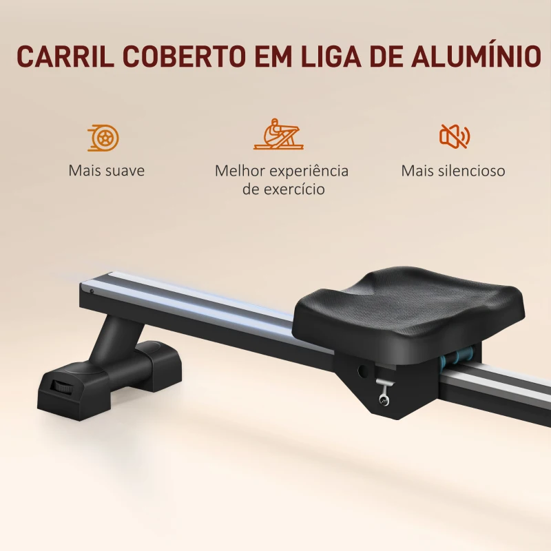 SPORTNOW Máquina de Remo com 6 Níveis de Resistência Máquina de Remo Dobrável com Ecrã LCD Máquina de Remar para Treino  Preto