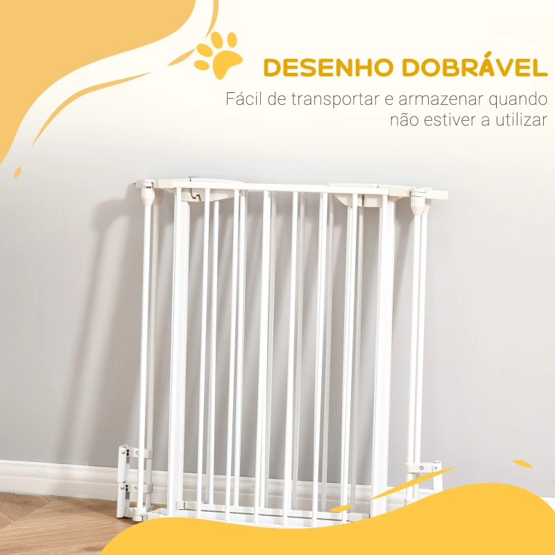 PawHut Barreira de Segurança para Animais de Estimação Barreira Dobrável de 3 Painéis 180x74,5 cm Branco