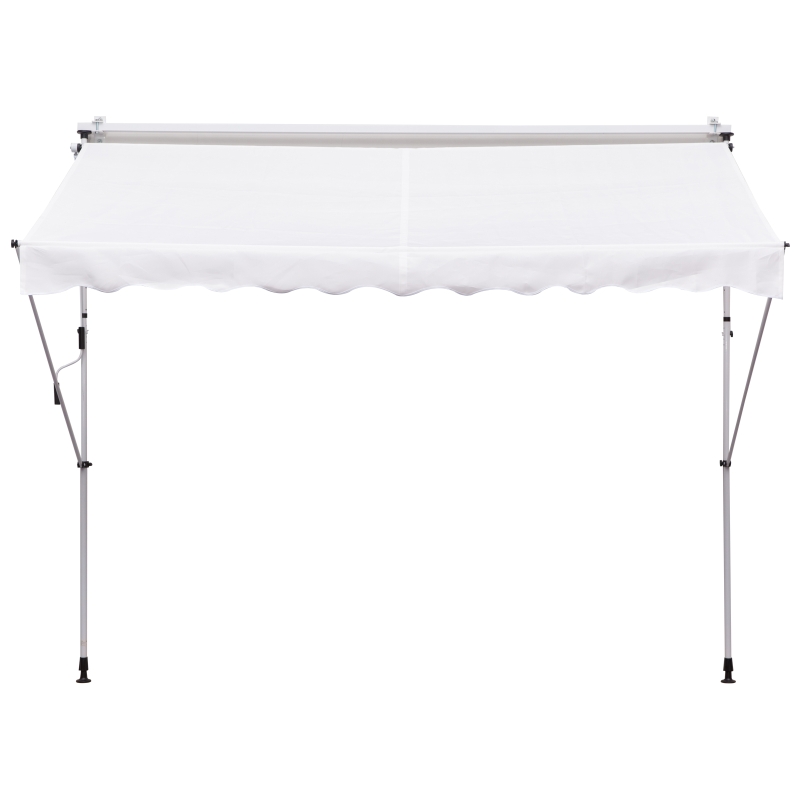 Outsunny Tenda da Sole a Bracci 3x1.5m con Manovella e Struttura Telescopica, Bianco