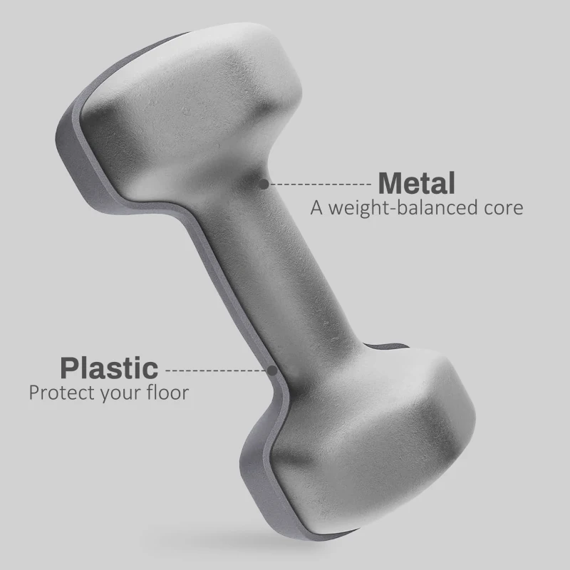 SPORTNOW Set de 2 Greutăți Hexagonale, Gantere cu Prindere Antiderapantă pentru Antrenament de Fitness Acasă,  26x12x12 cm, Gri