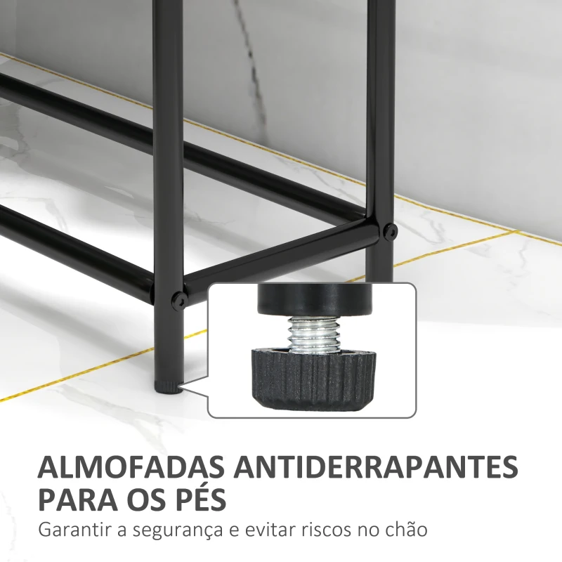 HOMCOM Toalheiro de Pé de 2 Níveis Toalheiro Casa de Banho com 2 Barras e Estrutura de Metal 66x20x110 cm Preto