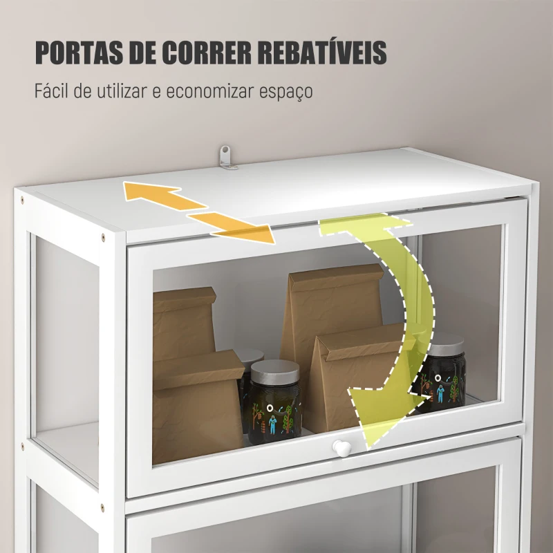 HOMCOM Vitrine Colecionador de 4 Níveis Vitrine Sala de Estar com Portas Abatíveis de Acrílico Anti-Tombo 59x30x139 cm Branco