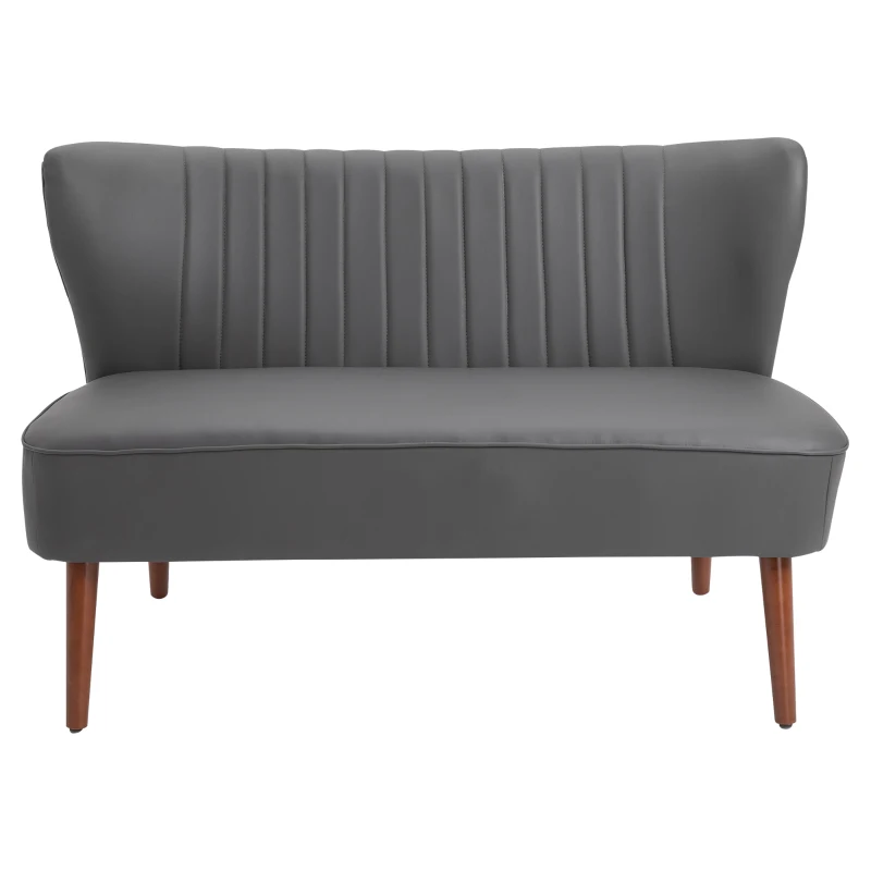 HOMCOM Divano a 2 Posti dal Design Moderno, Divanetto 2 Posti con Telaio in Legno e Rivestimento in Pelle PU per Soggiorno e Camera da Letto, Grigia, 108.5 x 61 x 79cm