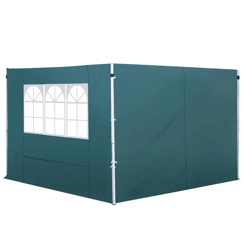 Outsunny 2 Paredes Laterais para Tenda 3x3 m Parede Lateral de Substituição de Tecido Oxford com Janela 300x200 cm Verde