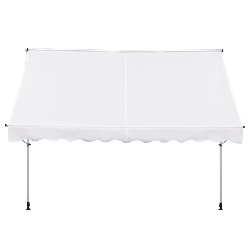 Outsunny Toldo Manual Retrátil para Exterior 300x150x170-280cm Toldo Enrolável Altura Ajustável com Manivela Proteção Solar para Terraço Balcão Jardim Branco