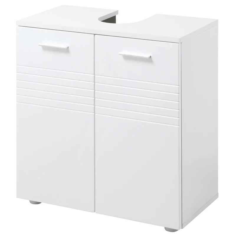 Kleankin Móvel para Lavatório Móvel de Casa de Banho com 2 Portas e Prateleira Interior Ajustável Estilo Moderno 60x30x62,5cm Branco