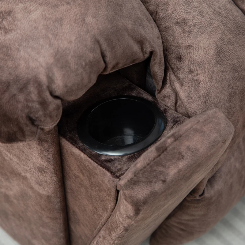 Poltrona Relax Massaggiante e Riscaldante Elettrica Reclinabile e Sollevabile per Anziani, con Telecomandi per Regolazione, in Velluto, Marrone