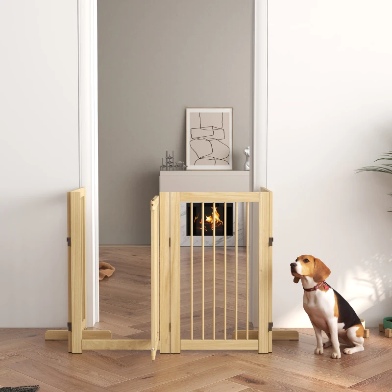 PawHut Hondenhek, vrijstaand, opvouwbaar, deur & voeten, houten frame, 220x36x91cm