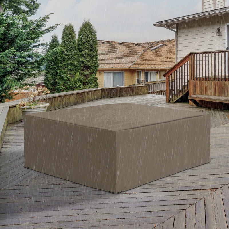 Outsunny 600D Oxford Patio Garden Furniture Dining Table Chair Set Cover Water Protector Waterproof Anti-UV – Beige