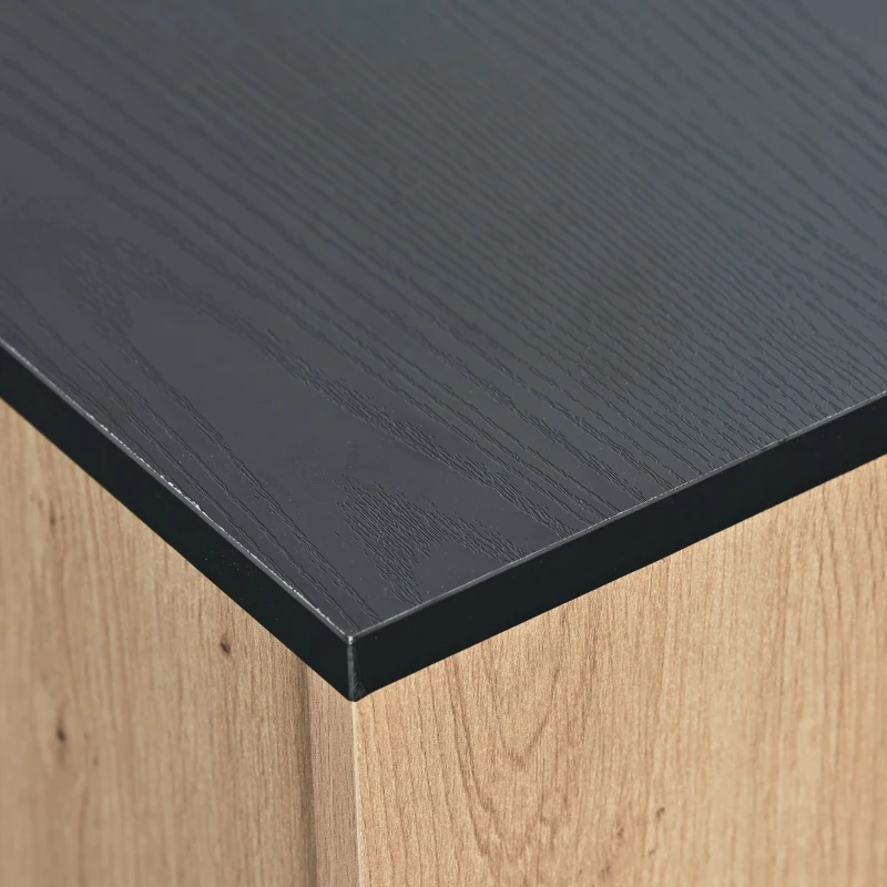 Mobiletto Porta TV con Una Cassetta, Tre Ante e Due Ripiani in Vetro, Illuminazione LED a 15 Colori Variabili, 180x40x45 cm, Nero+ Naturale