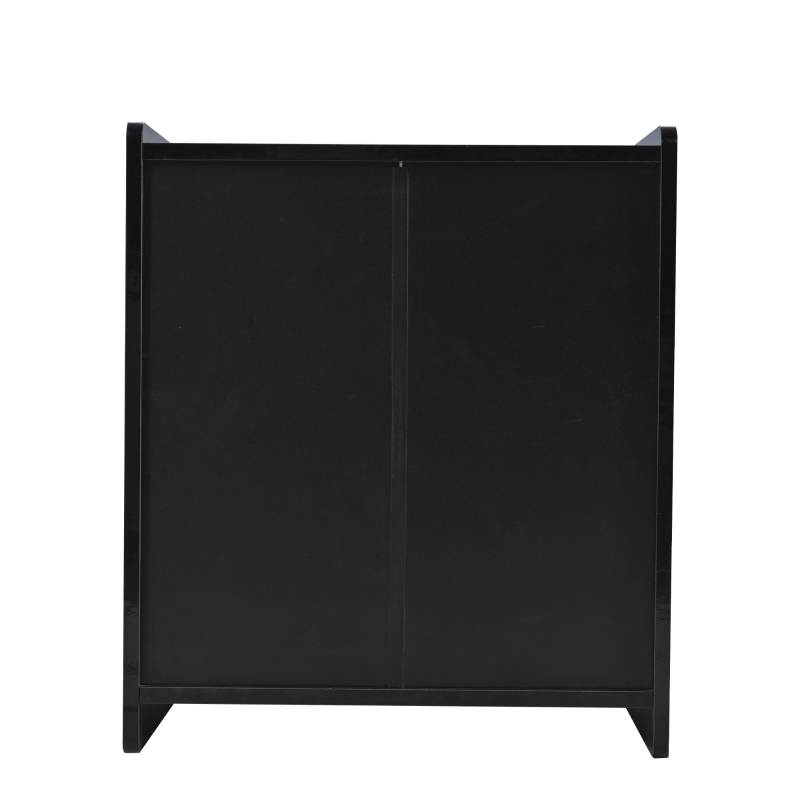 Comodino Moderno con LED Integrati e 2 Cassetti, Tavolino da Notte Intelligente con Telecomando e Ampio Spazio di Stoccaggio, 50x40x58 cm, Nero
