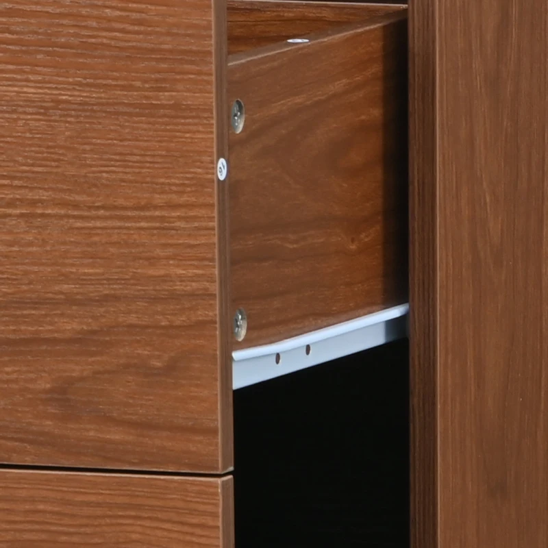 Credenza Moderna per Soggiorno e Cucina, con 2 Ante in Rattan e 2 Cassetti, Maniglie in Metallo, 130x40x75 cm, Colore Noce