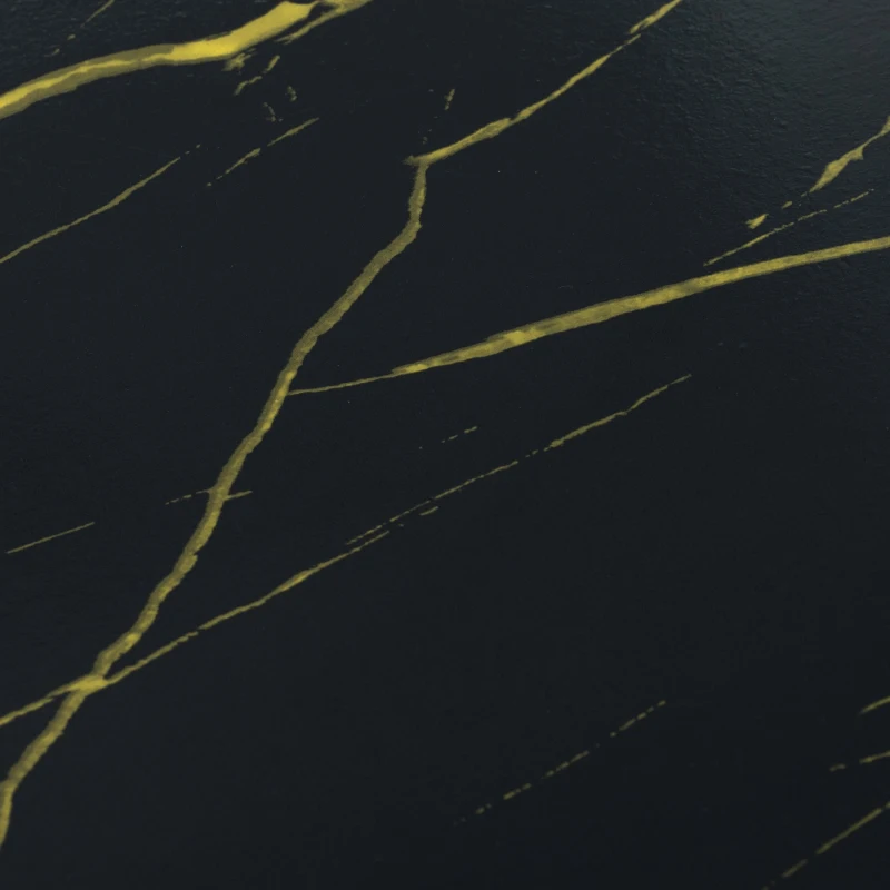 Tavolino da Salotto Moderno Rettangolare con Piano in PVC Effetto Marmo e 2 Cassetti in Legno, 100x50x40 cm, Nero