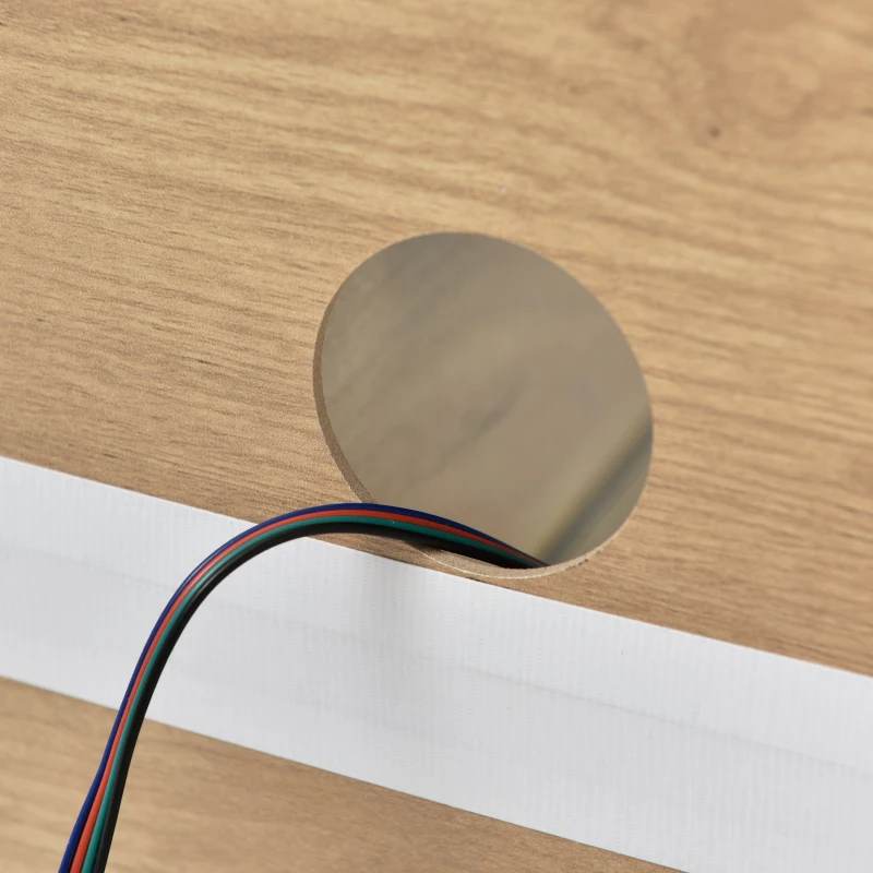 Bufet Modern cu LED pentru Living și Bucătărie, 3 Uși și 3 Sertare din PAL, Capacitate de Încărcare 50 kg, 140x35x80 cm, Stejar