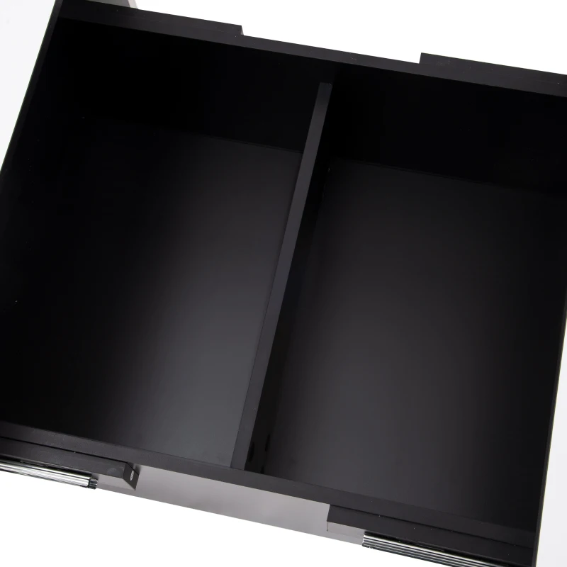 Tavolino Soggiorno Moderno Estensibile in MDF, con Finitura Lucida, 2 Cassetti e Meccanismo Push-to-Open, 102x60x40 cm, Bianco