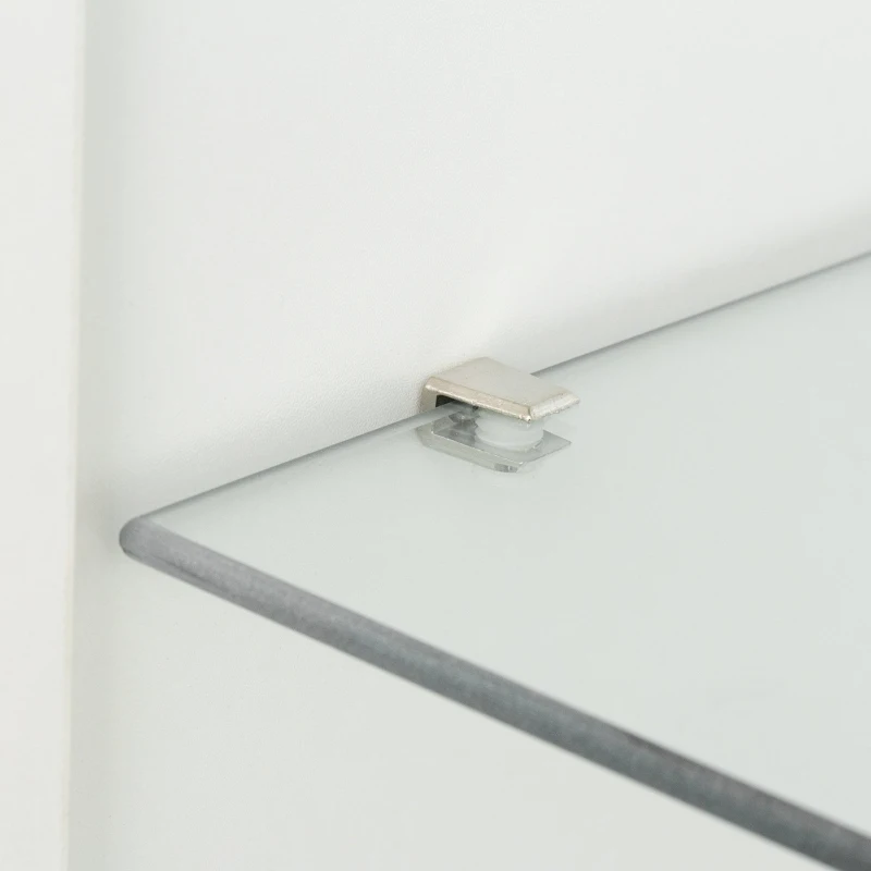 Vetrinetta Moderna con Illuminazione LED Multicolore a 16 Colori, Telecomando e Ripiani in Vetro, 50x40x180 cm, Bianco