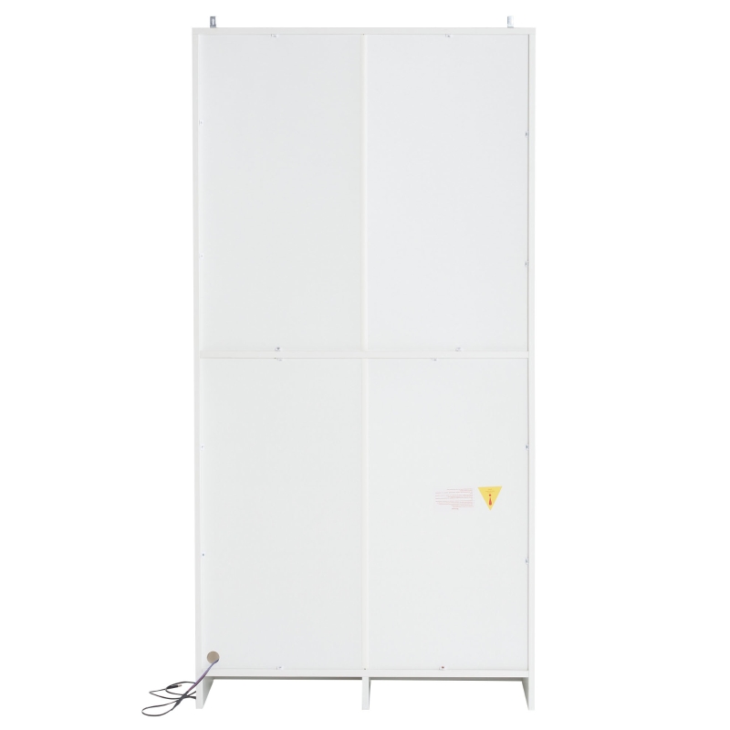 Set de 2 Vitrine cu Iluminare LED în 16 Culori, Uși Batante și Rafturi Reglabile, 80x40x160 cm (fiecare), Dulap Înalt pentru Living, Alb