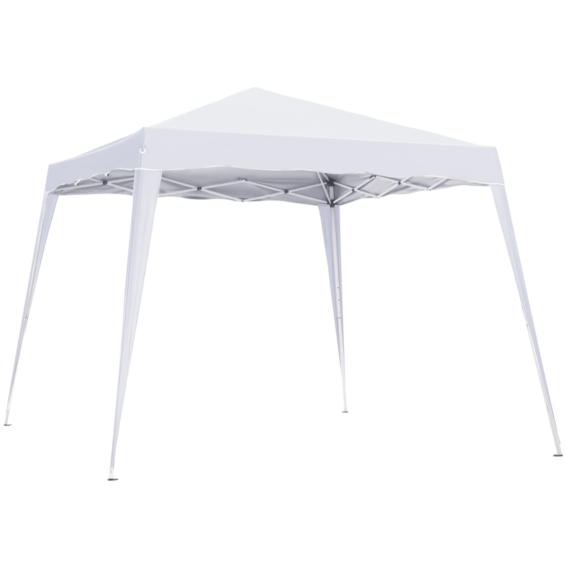 Outsunny 3 M x 3 M Base/ 2.5 M x 2.5 M Top Pop Up Gazebo with Carry Bag, Height Adjustable Slant Leg Party Tent Instant Event Shelter for Garden, Patio, White