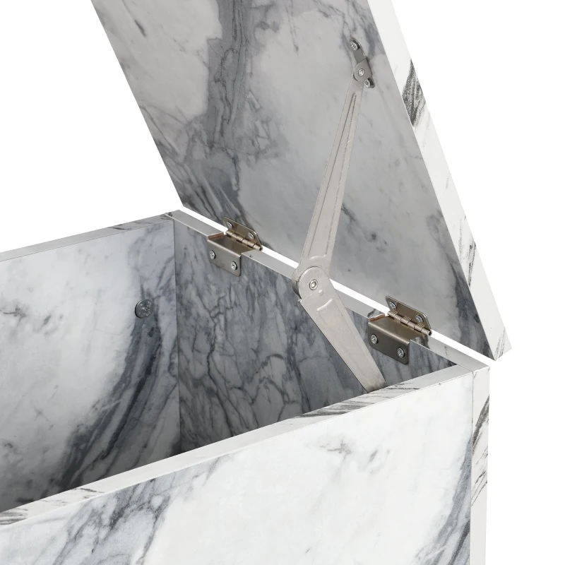 Set di Tavolini da Salotto Moderni in Marmo, Tavolo Grande con Cassetti e Tavolino con Spazio di Stoccaggio, 100x33,5x70 cm + 32x32x50 cm, Bianco